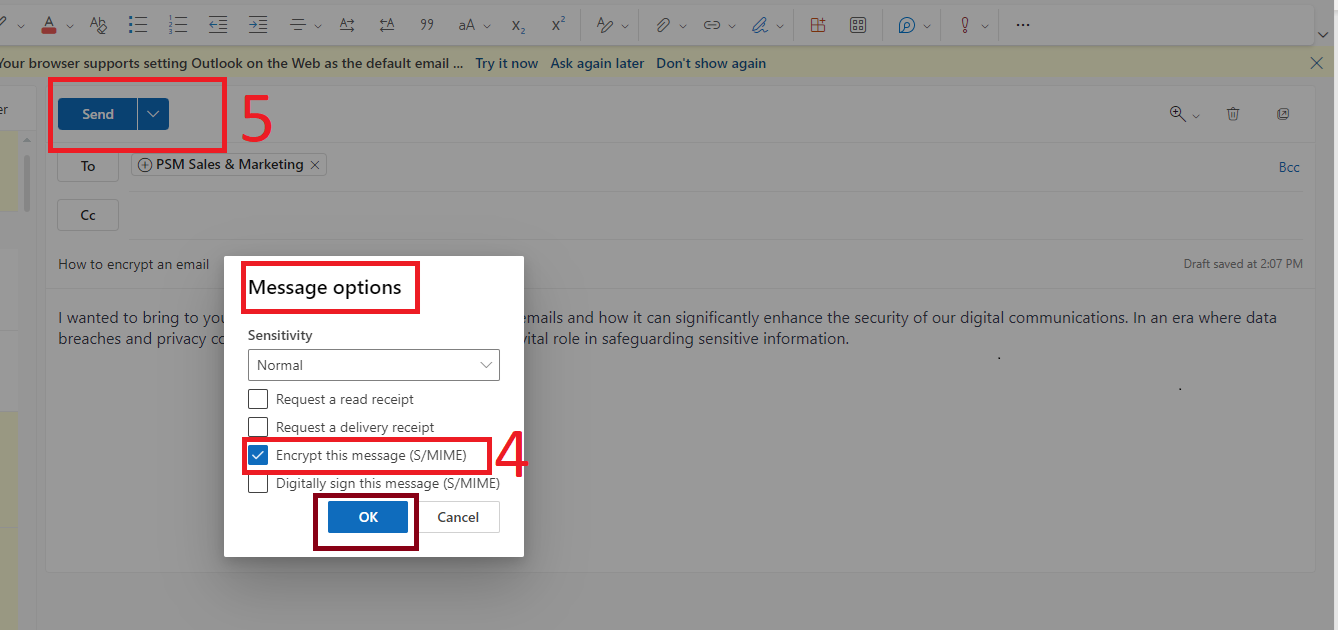 How to Encrypt an Email in Outlook PSM Partners