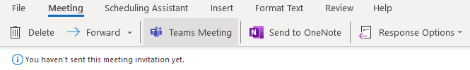 Click on the Teams meeting button to add meeting